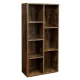 Könyvespolc, 7 rekeszes, rusztikus barna