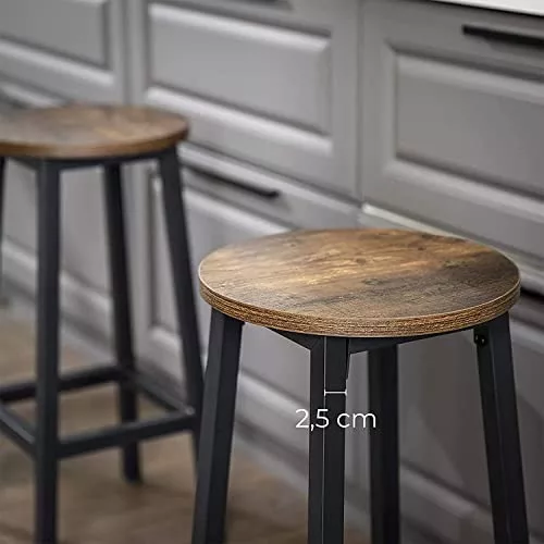 VASAGLE 2 darabos bárszék készlet, magas konyhai székek, erős acél váz, 65 cm