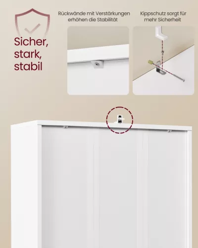 Könyvespolc, 6 szintes, ajtós, felnyitható, felhő fehér