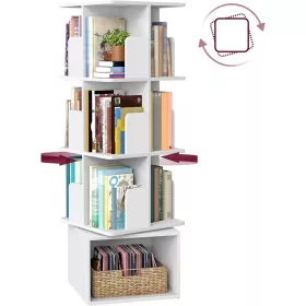   forgatható könyvespolc, tárolópolc, 4 szintes, felhő fehér