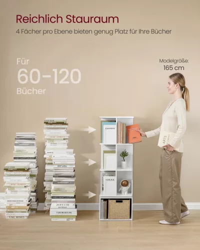 forgatható könyvespolc, tárolópolc, 4 szintes, felhő fehér