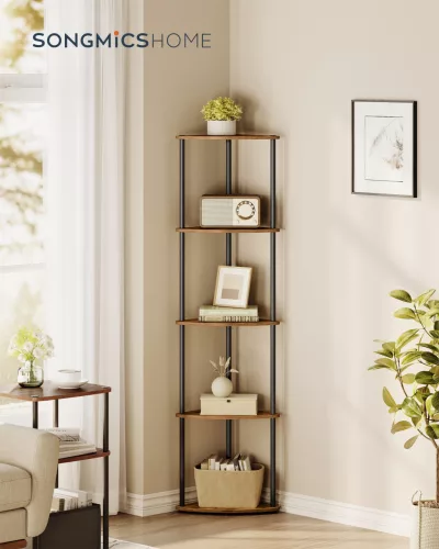 Sarokpolc, 5 szintes tárolóegység, rusztikus barna