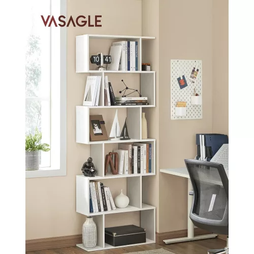 VASAGLE Fa könyvespolc, kocka kijelző polc és szobaelválasztó, 6 szintes