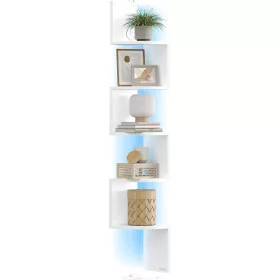   Fali sarokpolc RGB LED világítással, 5 szintes, matt fehér