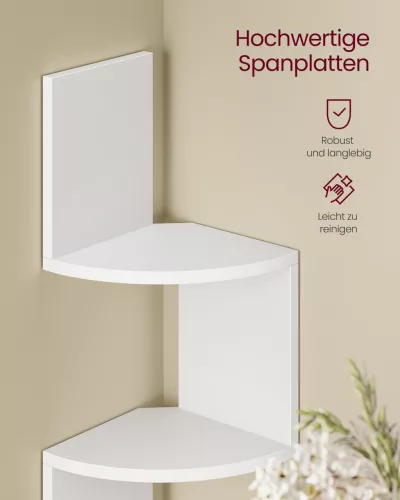 Fali sarokpolc RGB LED világítással, 5 szintes, matt fehér