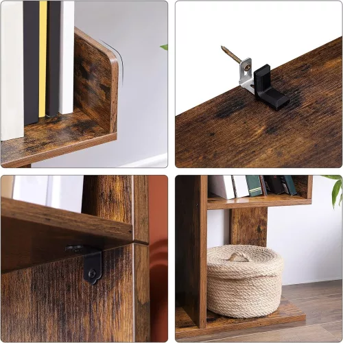 VASAGLE Fa alakú könyvespolc, könyvespolc 8 tároló rekeszzel, 50 x 25 x 140 cm,