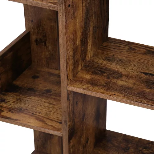 VASAGLE Fa alakú könyvespolc, könyvespolc 8 tároló rekeszzel, 50 x 25 x 140 cm,