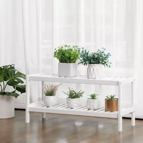 SONGMICS Természetes bambusz 2 szintes cipőtartó, polc cipők, növények, könyvek