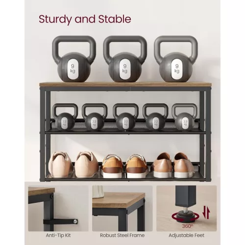 VASAGLE Cipőtartó, 5 szintes cipőtároló polcokkal és nagy felső résszel,