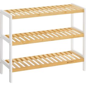 SONGMICS 3 szintes bambusz cipőtartó, állvány szervező, tároló polc, 70 x 26 x 55