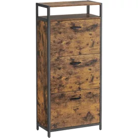 VASAGLE Cipős szekrény 3 fordítható ajtóval, tároló állvánnyal nyitott