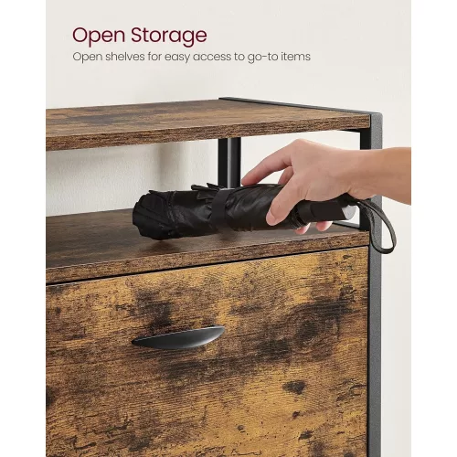 VASAGLE Cipős szekrény 3 fordítható ajtóval, tároló állvánnyal nyitott