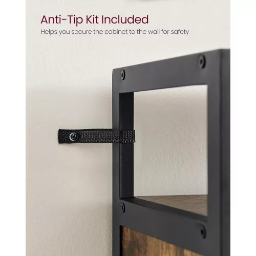 VASAGLE Cipős szekrény 3 fordítható ajtóval, tároló állvánnyal nyitott