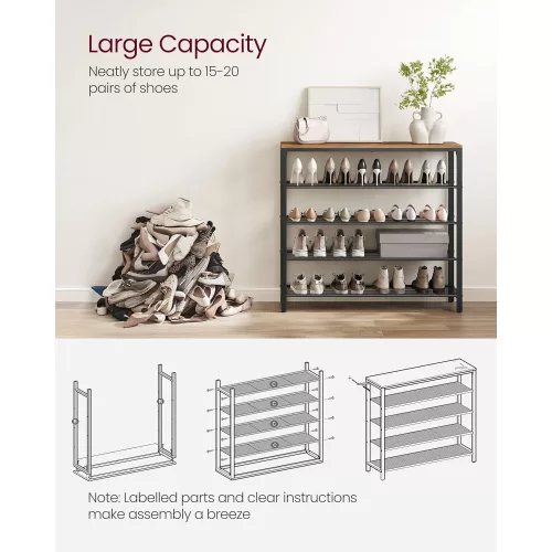 VASAGLE Cipőtartó, Cipőtároló szervező 4 hálós polccal és nagy felülettel