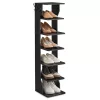 Cipőtároló polc, keskeny, 6 szintes, kis helyre, fekete 60x24x180cm