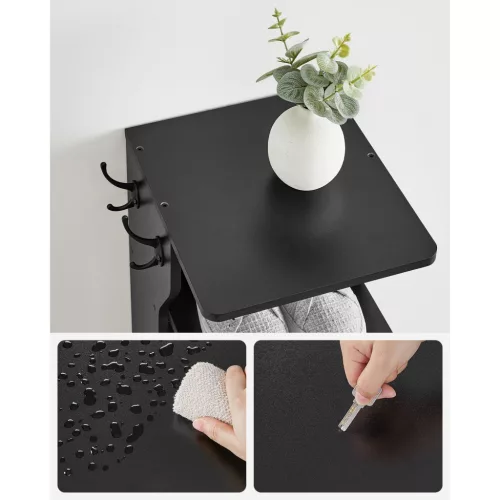 Cipőtároló polc, keskeny, 6 szintes, kis helyre, fekete 60x24x180cm