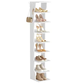   Cipőtároló polc, keskeny, 9 szintes, kis helyekre, matt fehér 30x26x147cm
