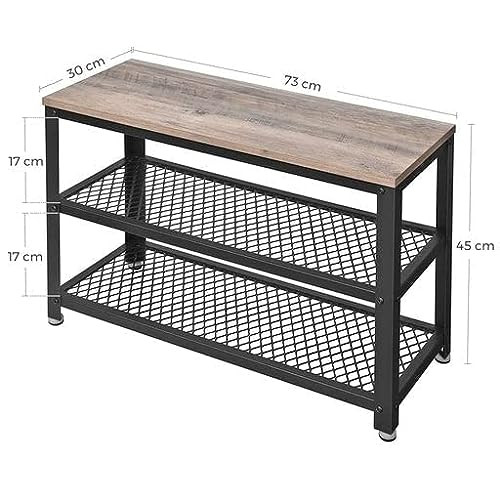 VASAGLE Cipőpad, Cipőtartó 2 polccal, Cipőrendező, 73 x 30 x 45 cm, Előszoba Nappali