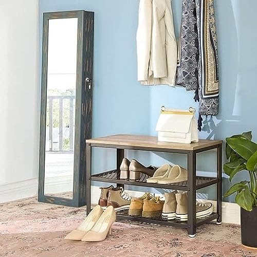 VASAGLE Cipőpad, Cipőtartó 2 polccal, Cipőrendező, 73 x 30 x 45 cm, Előszoba Nappali