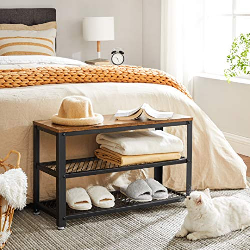 VASAGLE Cipőpad, Cipőtartó 2 polccal, Cipőrendező, 73 x 30 x 45 cm, Előszoba Nappali