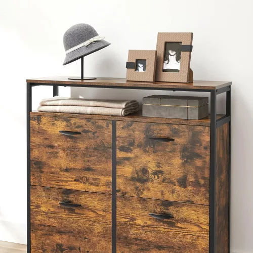 VASAGLE LBS803B01 Cipős szekrény 4 ajtóval, cipőtartóval, cipőtartóval a folyosón