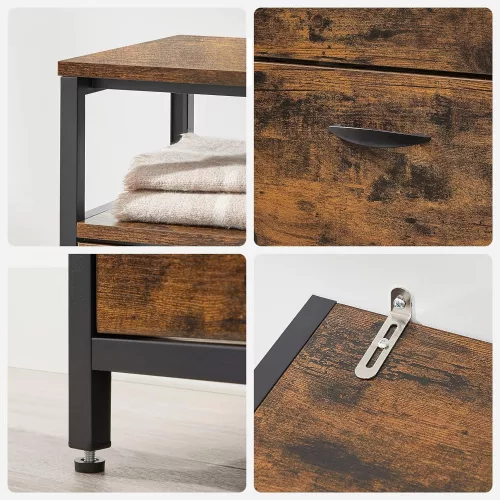 VASAGLE LBS803B01 Cipős szekrény 4 ajtóval, cipőtartóval, cipőtartóval a folyosón