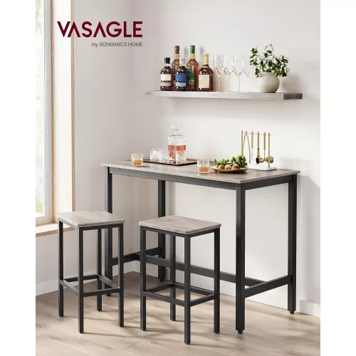 VASAGLE Bárpult készlet, Bárpult 2 bárszékkel, Reggeliző bárpult és székek