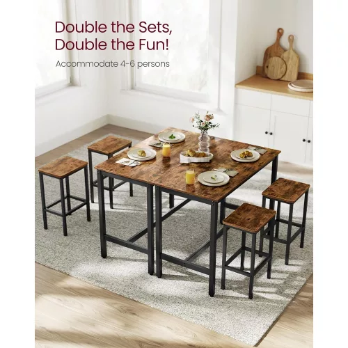 VASAGLE Étkezőasztal készlet, Bárasztal 2 bárszékkel, Reggeli étkezőasztal és
