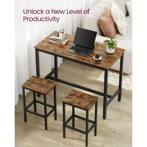 VASAGLE Étkezőasztal készlet, Bárasztal 2 bárszékkel, Reggeli étkezőasztal és