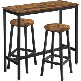 Bárasztal készlet két székkel, barna 120x60x90cm