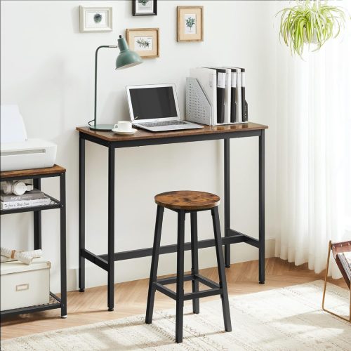 Bárasztal készlet két székkel, barna 120x60x90cm