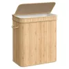 Bambusz szennyestartó fedéllel, kivehető mosható zsákkal, 100L, natúr bézs