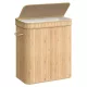 Bambusz szennyestartó fedéllel, kivehető mosható zsákkal, 100L, natúr bézs