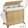 SONGMICS Mosható kosár, kézzel szőtt mosókosár, 140L rattan stílusú mosókosár 3