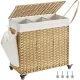 SONGMICS Mosható kosár, kézzel szőtt mosókosár, 140L rattan stílusú mosókosár 3