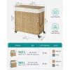 SONGMICS Mosható kosár, kézzel szőtt mosókosár, 140L rattan stílusú mosókosár 3
