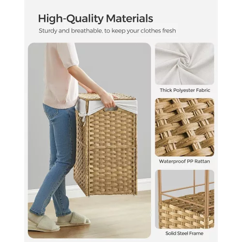 SONGMICS Mosható kosár, kézzel szőtt mosókosár, 140L rattan stílusú mosókosár 3