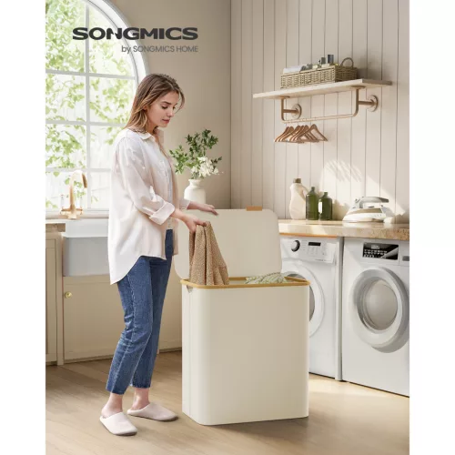 SONGMICS szennyestartó fedéllel, 3 rekeszes nagy szennyestartó, 52,8 gallon (150L),