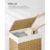SONGMICS Kézzel szőtt mosókosár, 90L szintetikus rattan ruhakosár fedéllel és