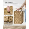 SONGMICS Kézzel szőtt mosókosár, 90L szintetikus rattan ruhakosár fedéllel és