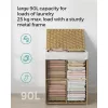 SONGMICS Kézzel szőtt mosókosár, 90L szintetikus rattan ruhakosár fedéllel és