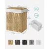 SONGMICS Kézzel szőtt mosókosár, 90L szintetikus rattan ruhakosár fedéllel és