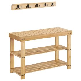 SONGMICS Kabátakas és Cipőtartó Pad, Folyosószekrény, Multifunkcionális 5 Dupla