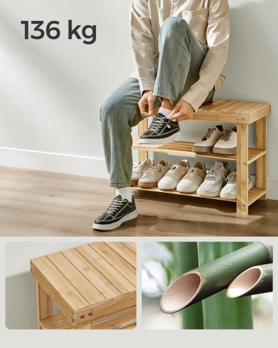 SONGMICS Kabátakas és Cipőtartó Pad, Folyosószekrény, Multifunkcionális 5 Dupla