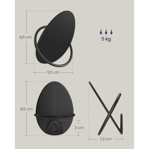 SONGMICS HOME Fali Akasztók, 4 darabos szett, Fali fogas kabátokhoz, törölközőkhöz,