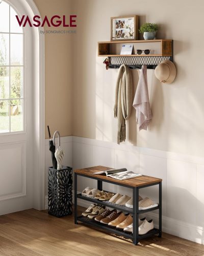 VASAGLE Kabátakas Cipőtároló Padlószekrény Készlet, Folyosófa, Folyosó Bútor,