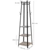 VASAGLE Ruhatartó, Ruhaszárító 3 polccal, Létrás polc akasztókkal sálakhoz,