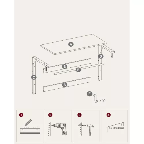VASAGLE Falra szerelhető fogas LCR101B01