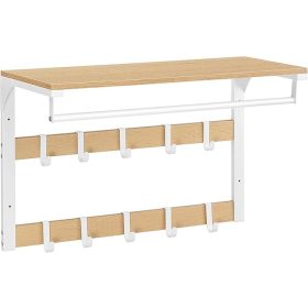   Fali ruhafogas polccal és 10 akasztóval, tölgy színű 65x30x42cm