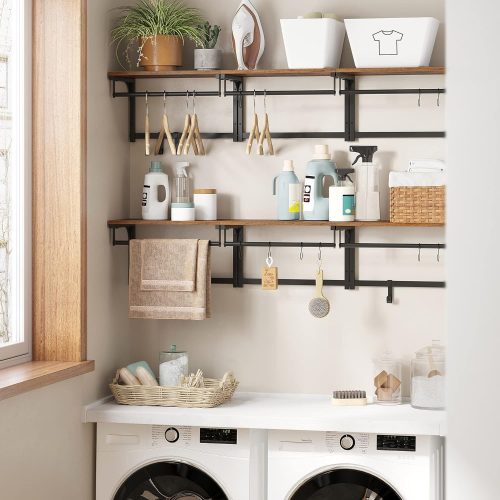 VASAGLE Falra szerelhető fogas, falipolc 8 eltávolítható akasszal, falra szerelhető akasztós